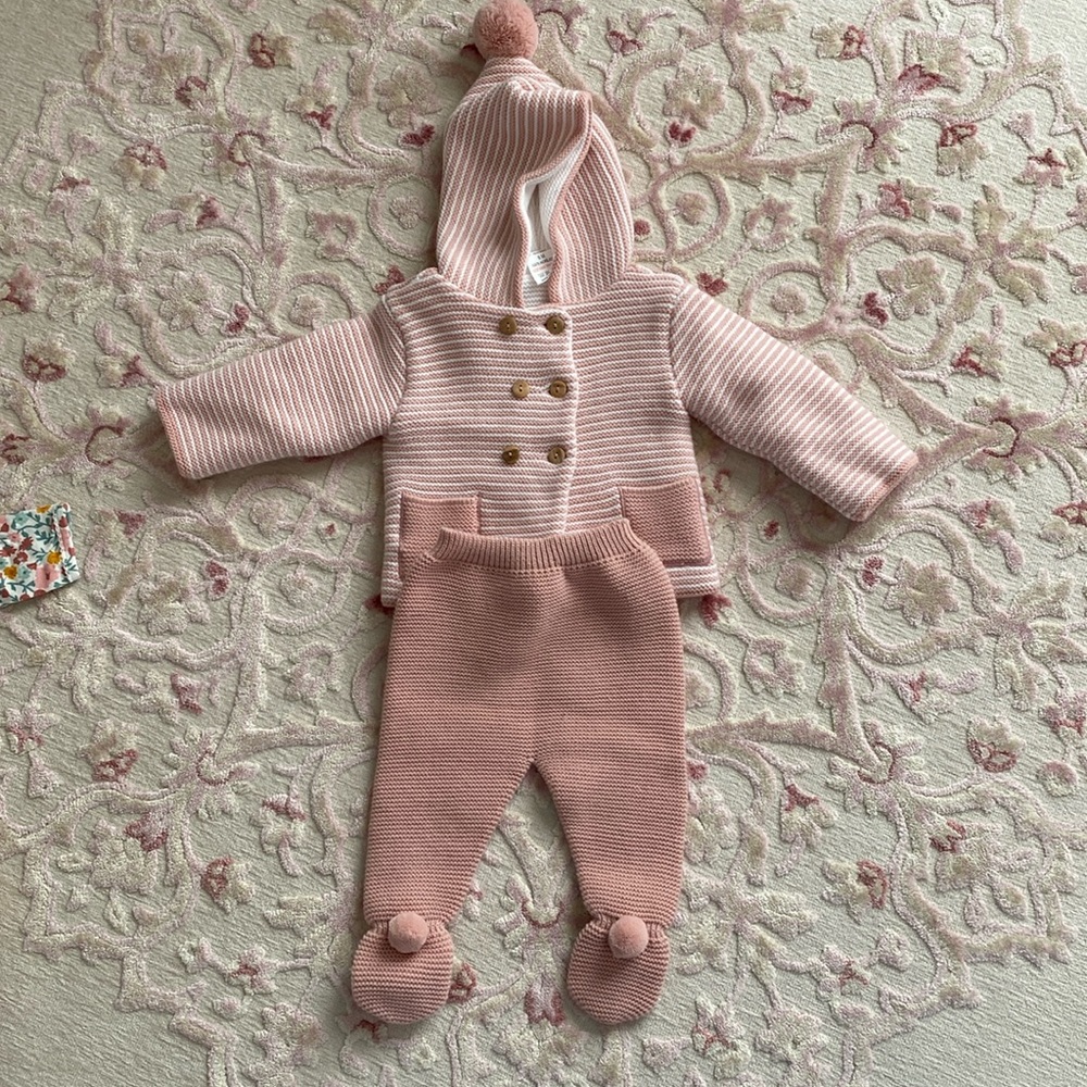 Baby Girl Matching Knit Sweater Set, size 3-6 months, Made in Portugal